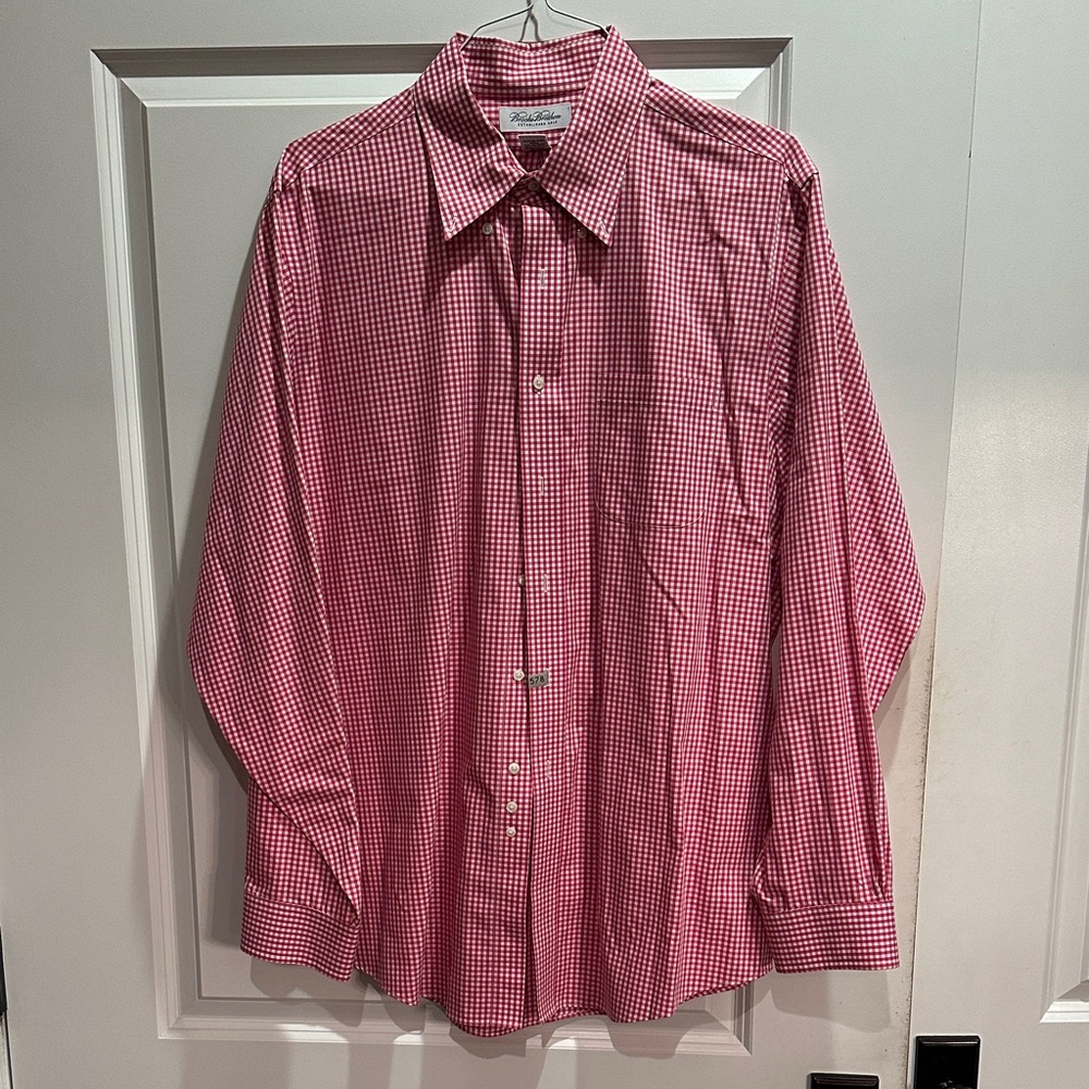 Brooks Brothers Red Gingham, -00% Cotton Men's Shirt